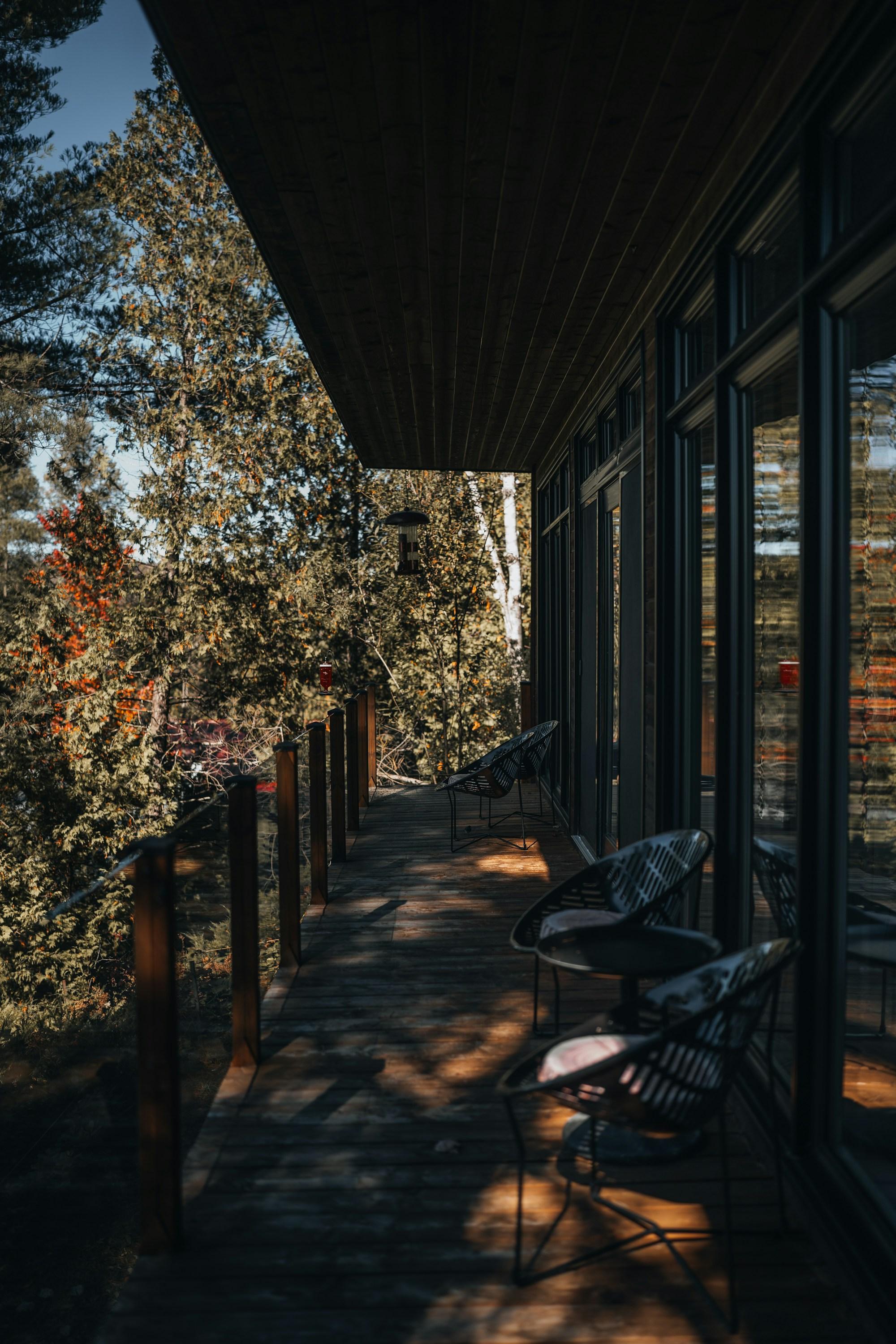 A modern composite deck with cable railing
